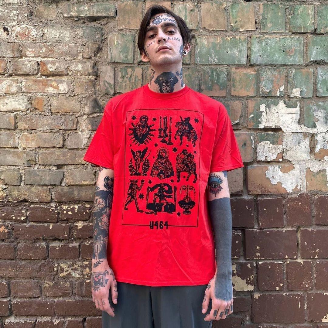 Лето 2025 Новая американская высокая улица Ретро Короткий рукав Креативный Трендовый Бренд Уличная Личность Вайб с Винтажным Чувством S