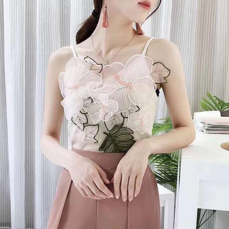 Ретро Шик 3D Вышитый Тонкий Вязаный Топ-Камисоль Purple