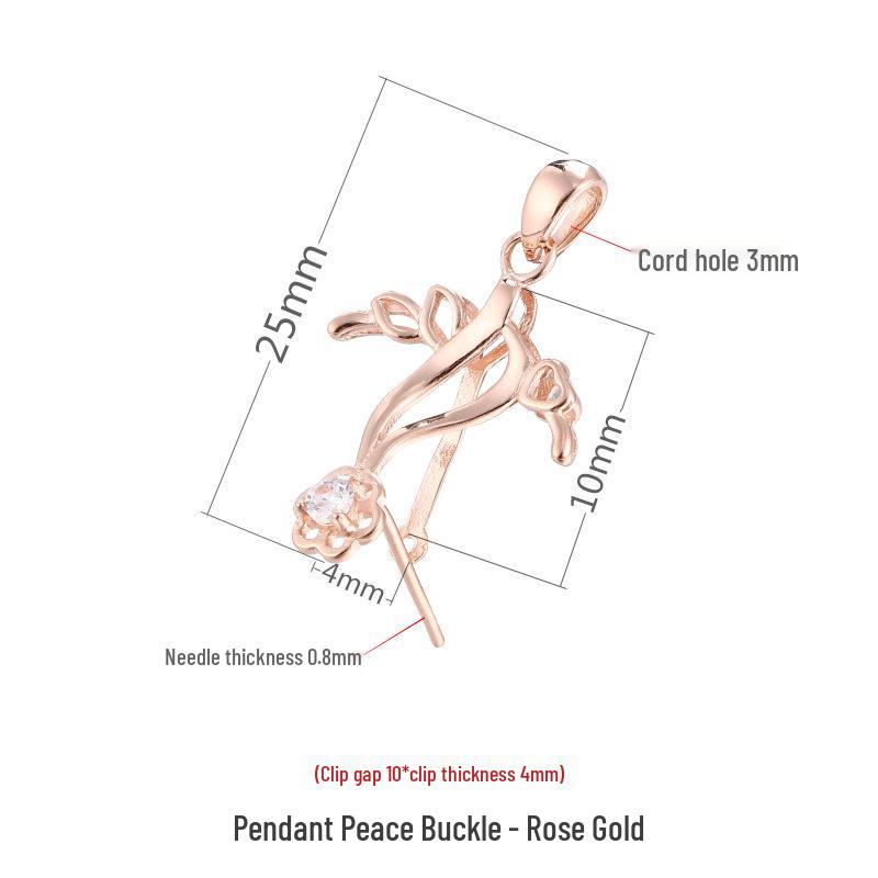 

S925 Silver Flower Safety Buckle Pendant with Amber and Jadeite Inlay 925 Silver рожевий колір золота