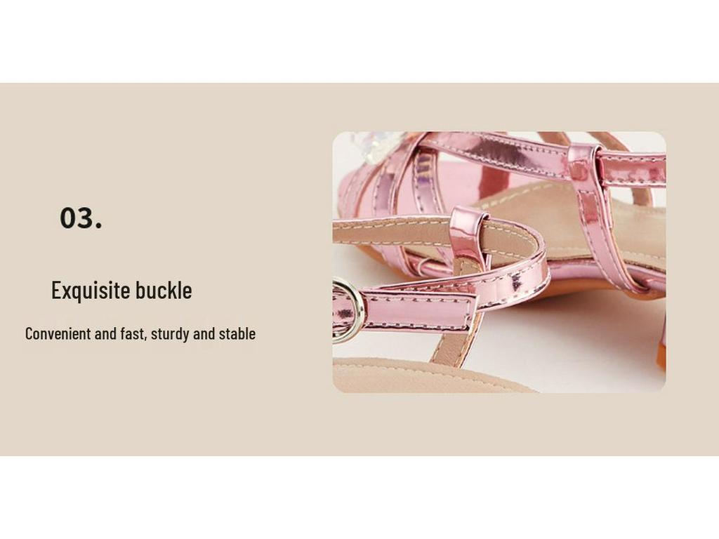 2025 Winter Rhinestone Crystal Flower Girls' Sandals: Stylish Flats & High Heels