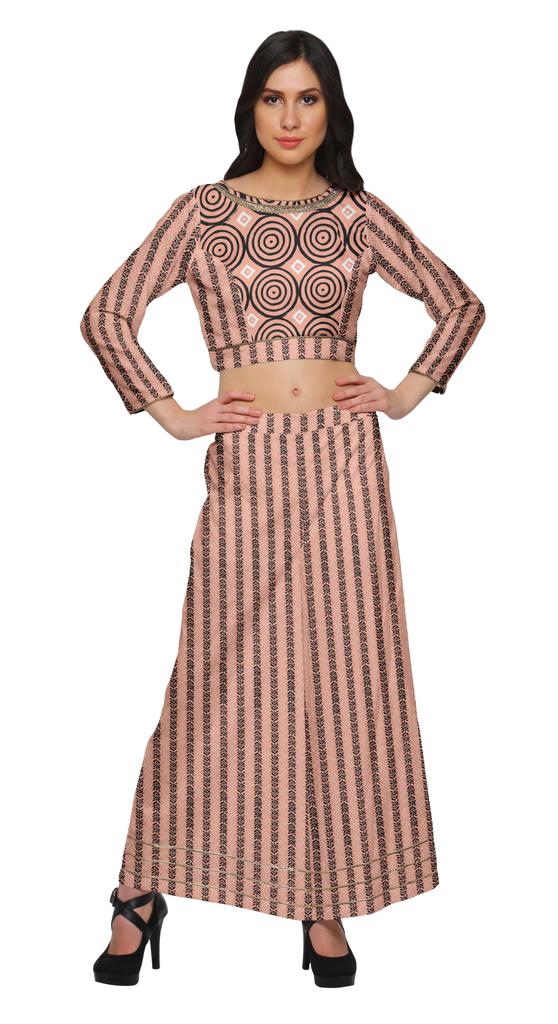 Moomaya Women Crop Top and Palazzo Pant Set Two Piece Printed Ethnic Wear