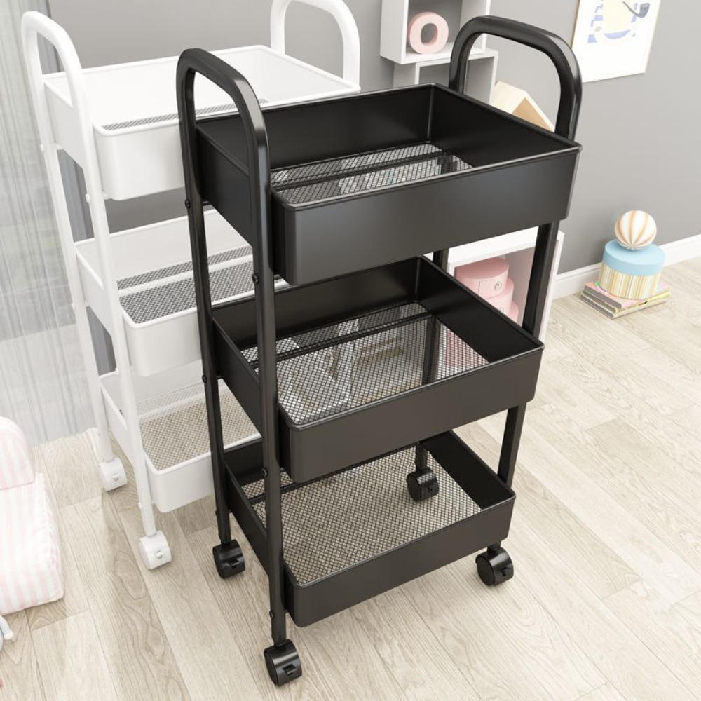 Space Efficient Storage Rack Wiht Wheels Rolling Plastic Storage Cart Mobile Storage Rack  Kitchen