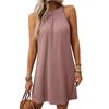 Summer Solid Color Round Neck Hanging Neck Loose Sleeveless Dress for Women Dress