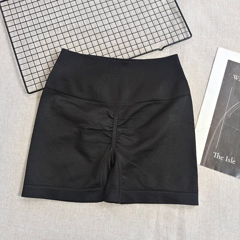 

Tie Dye Fashion Peach Hip High Waist Crimp Wait Lifting Shorts Pure Black Size S(40-50kg)