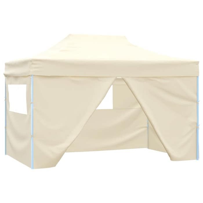 VidaXL Tente pliable avec 4 parois latéraux 3 x 4,5 m Blanc crème 42513