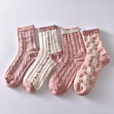 Floral Cotton Crew Socks for Women Breathable & Durable Comfortable Socks