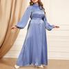 Middle Eastern Women's Long Lace-Up Robe Dress - Plus Size, Long Sleeve, European/American Style