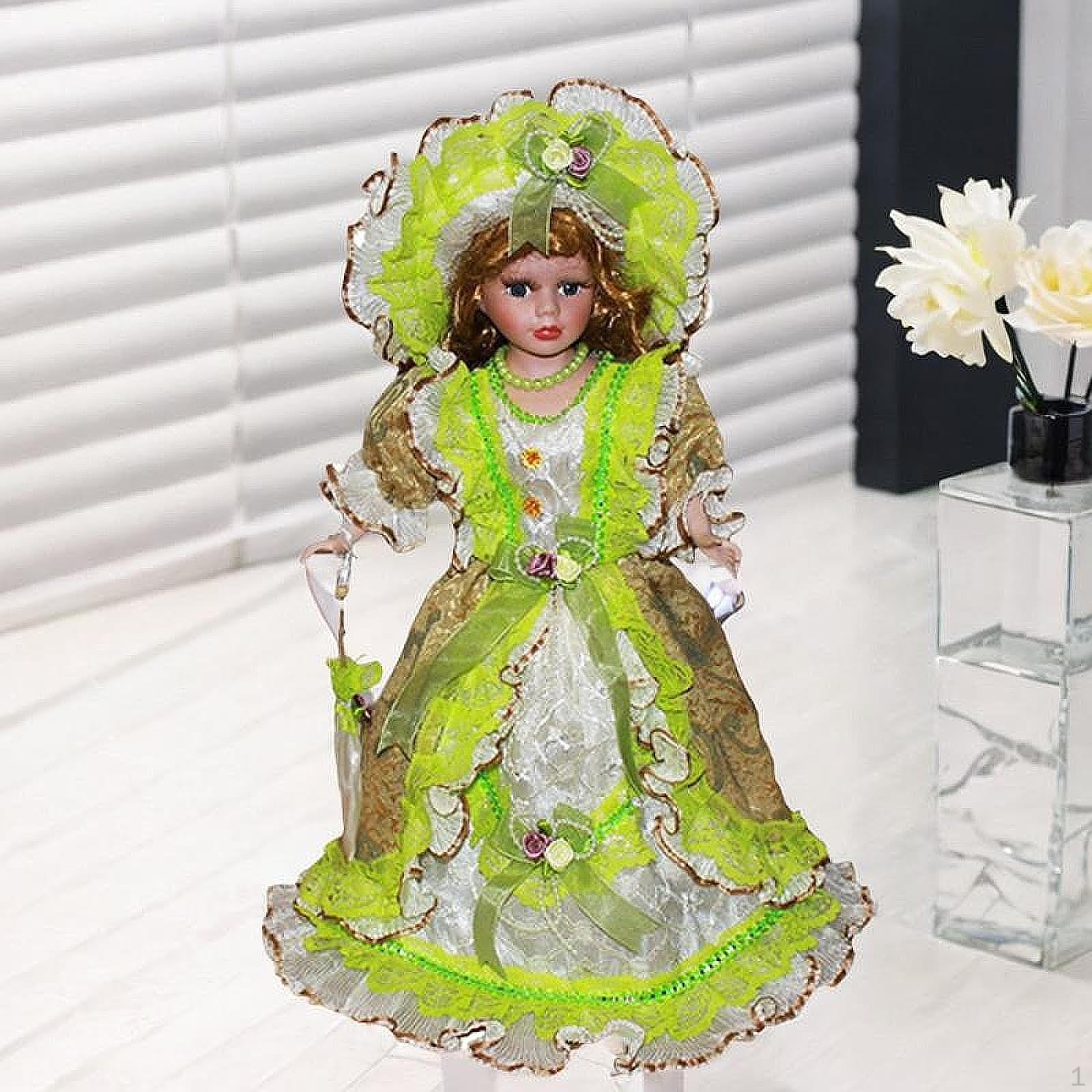 16-дюймовая керамическая кукла в шляпе и фарфоровых волосах — фото 8