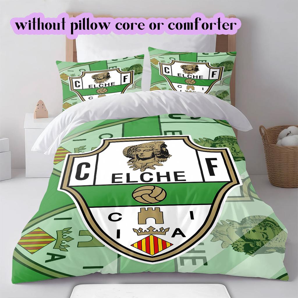 Elche CF Voetbal Patroon Beddengoed, Dekbed Set Dekbedovertrek Kussensloop Huis Verjaardagscadeau (1*dekbedovertrek+2*kussensloop, zonder vulling)