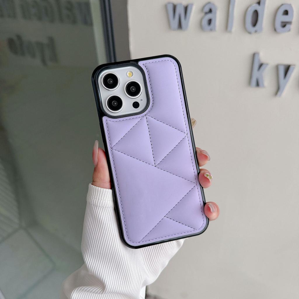 Suitable for iPhone15 mobile phone case 13Pro three-dimensional geometric prismatic solid color leather case 14plus all-inclusive anti-drop