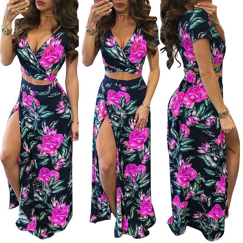 M482 Cross-Border Boutique European and American Popular Amazon Independent Station Classic Floral Hot Sale Dress Two-piece Set