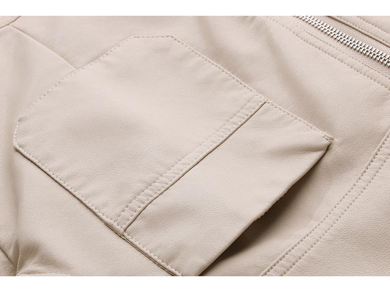 Women's Stand Collar Leather Jacket - Spring 2025 Collection, Small Size, High-End Versatile Design (Z88975)