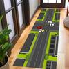Children's Cartoon Airport Runway Rectangular Rug Non Slip Soft Washable Floor Mat for Kids Room Bedroom Playroom Home Decor