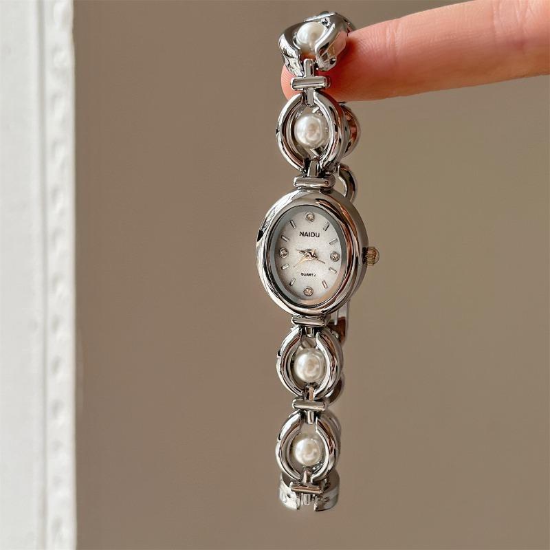 Luxury Pearl Inlaid Bracelet Watch Fashion Women Quartz Watches Brand Oval Dial Dress Wristwatches Dropshipping Relogio Feminino