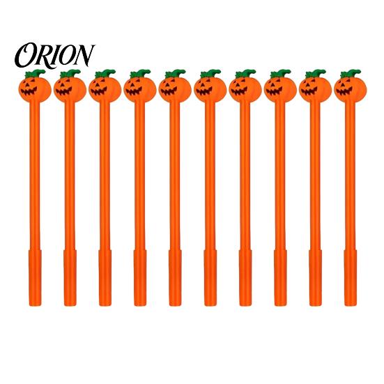 Długopisy na prezent świąteczny 10 szt. Długopisy żelowe na Halloween, Uroczy topper z twarzą dyni, Cienkopis 0,5 mm, czarny, do biura, szkoły, artykułów papierniczych, dla dzieci