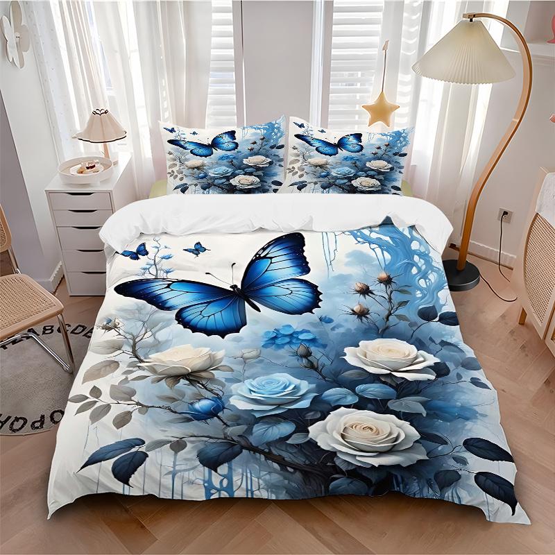 3-teiliges Bettwäscheset mit Schmetterlingsmotiv – Weicher und bequemer Bettbezug für Schlafzimmer und Gästezimmer M039