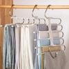 Stainless Steel Folding Clothes Rack Multifunction Telescopic Pants Hanger Space Saving Multi-Layer Pants Rack for Home Storage