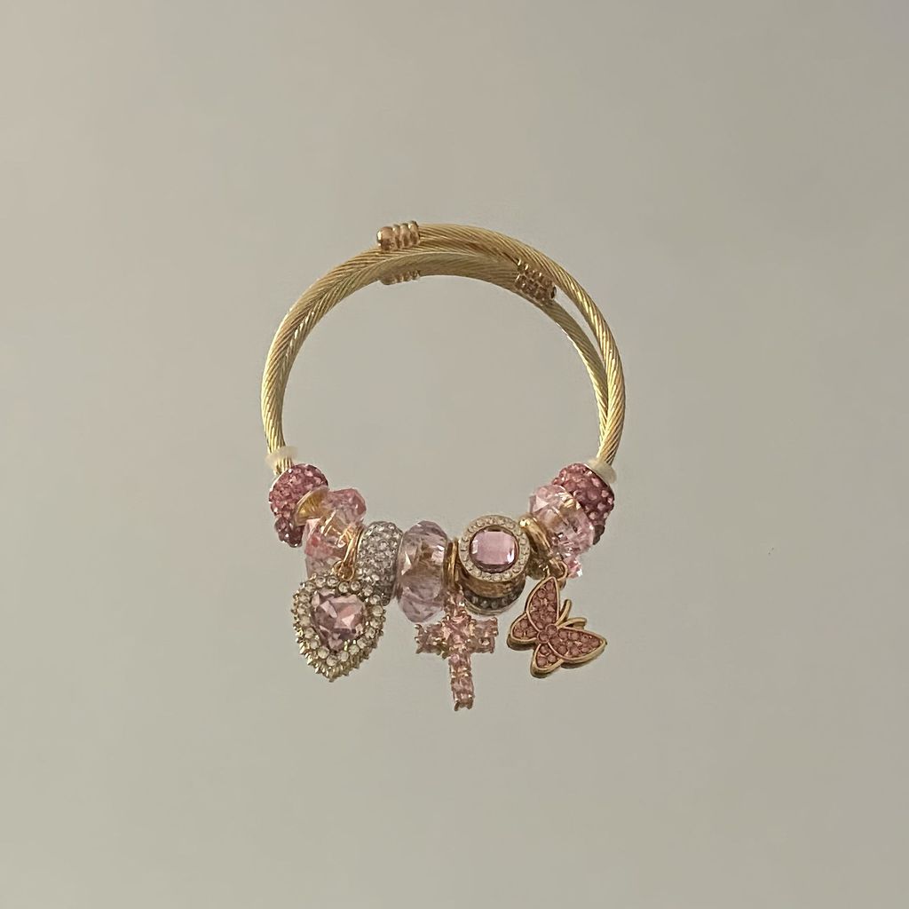 Braccialetti in Acciaio Religiosi con Croce e Motivi Floreali Gioielli da Donna per Regalo