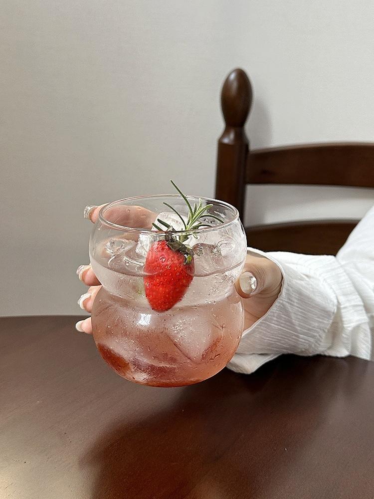 Glass Cup Household Breakfast Cup for Cocktail Juice Coffee Clear Mug Creative Cute Tea Milk Cup Home Decor Drinkware New