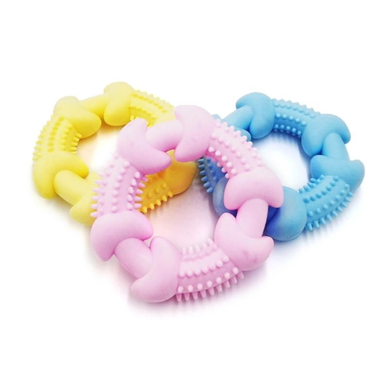 Pet Molar Toy Circle Shape Dog Chew Toy Puppy Teether Toy Teeth Cleaning for Dogs Safe Flexible TPR Multiple Colors