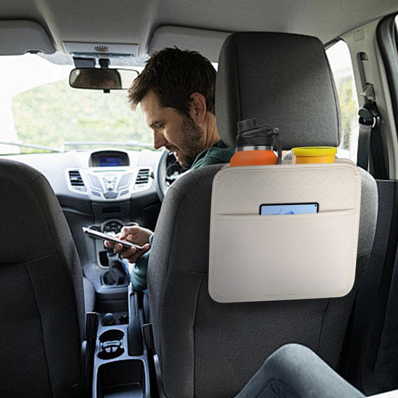 Backseat Pockets for Car Artificial Leather Car Seat Back Bag with Compartments Road Trip Must-Have Embossed Pattern Automotive