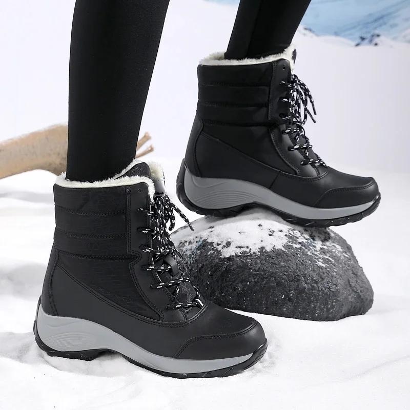 Women's Ankle Boots 2026 New Fashion Snow Boots High Top Warm Thick Soled Shoes Men's Winter Non Slip Black Casual Sports Shoes