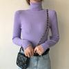 Women Knitting Tops Turtleneck Long Sleeve Solid Color Bottom Sweater Slim Fit Knitting Pullover Tops Autumn Winter Wear