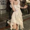 French Temperament First Love White Dress Women's Summer New Waist and Thin Pure Desire Ruffle Edge Irregular Skirt