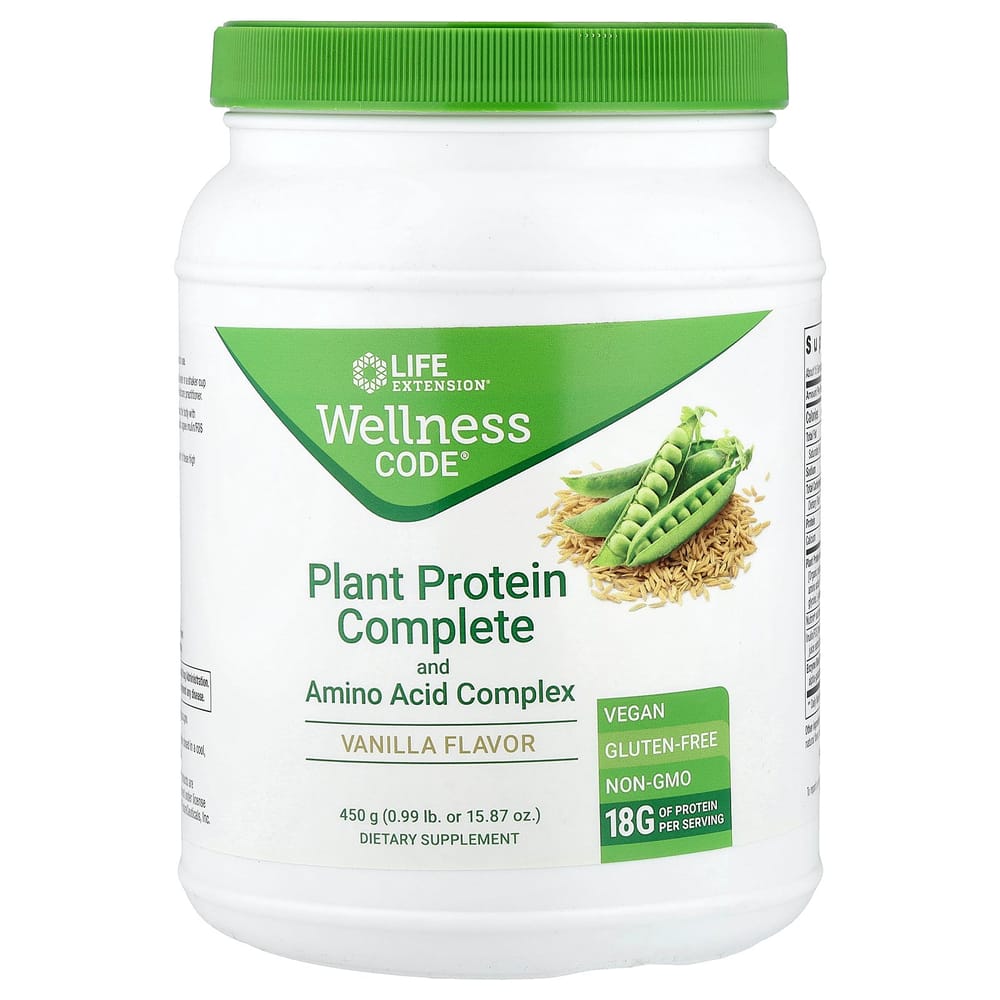 Life Extension Wellness Code Complete Plant Protein & Amino Acid Complex, Vanilla, 450g