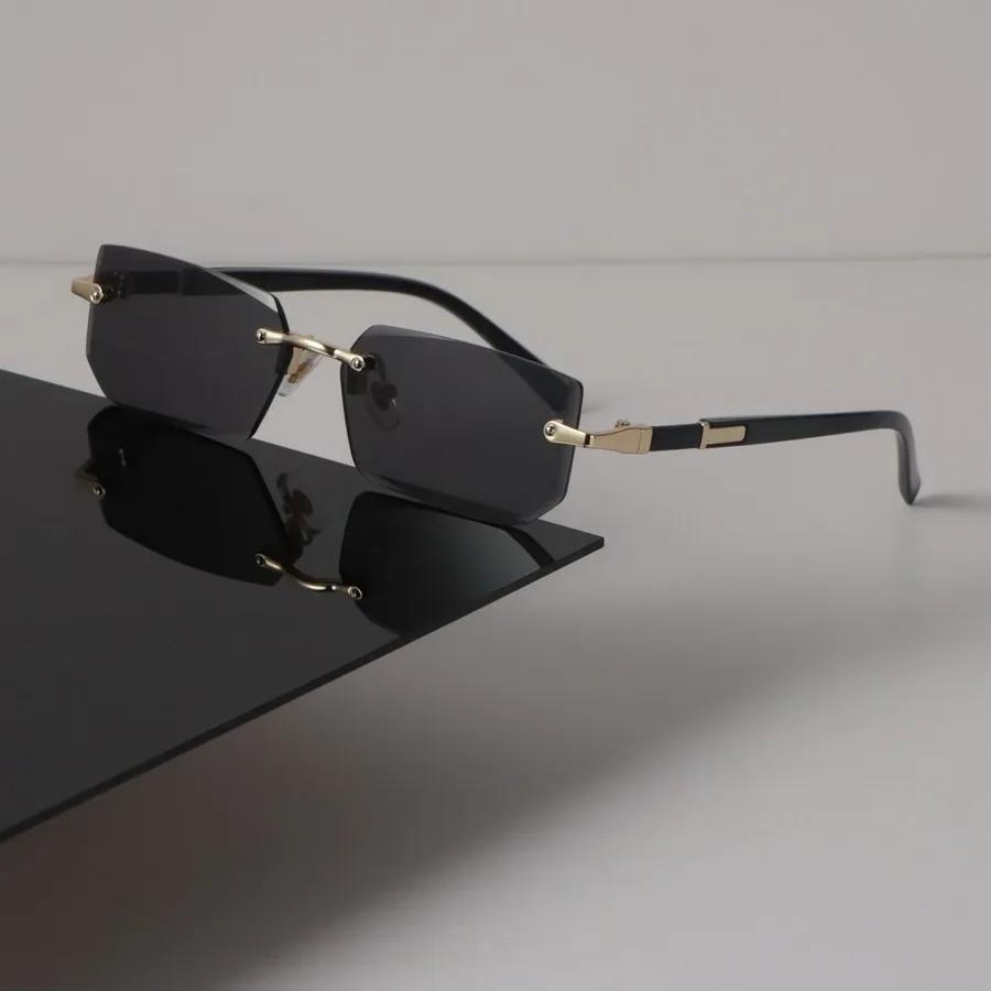 Luxury Sunglasses Women Men Square Mirror Rimless Brand Designer Black Sun Glasses Trendy Eyewear Unisex Sexy Cool