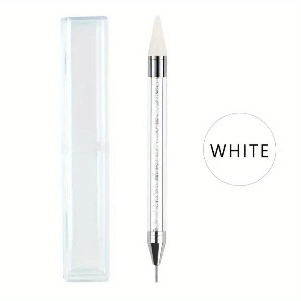 Rhinestones Gem Picking Picker Manicure Drill Pencil Silicone Head Tool Nail Art Dual Heads Acrylic Design Metal Dotting Wax Pen