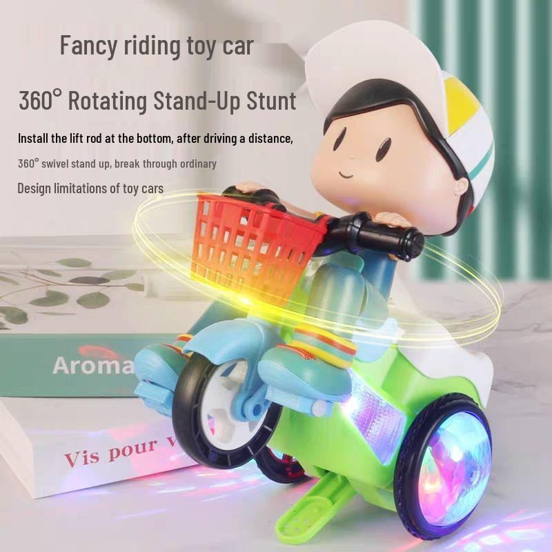 

Электрический трюковой трехколесный велосипед, игрушечная машинка с вращающимися огнями и музыкой для мальчиков и девочек No Screwdriver No Battery