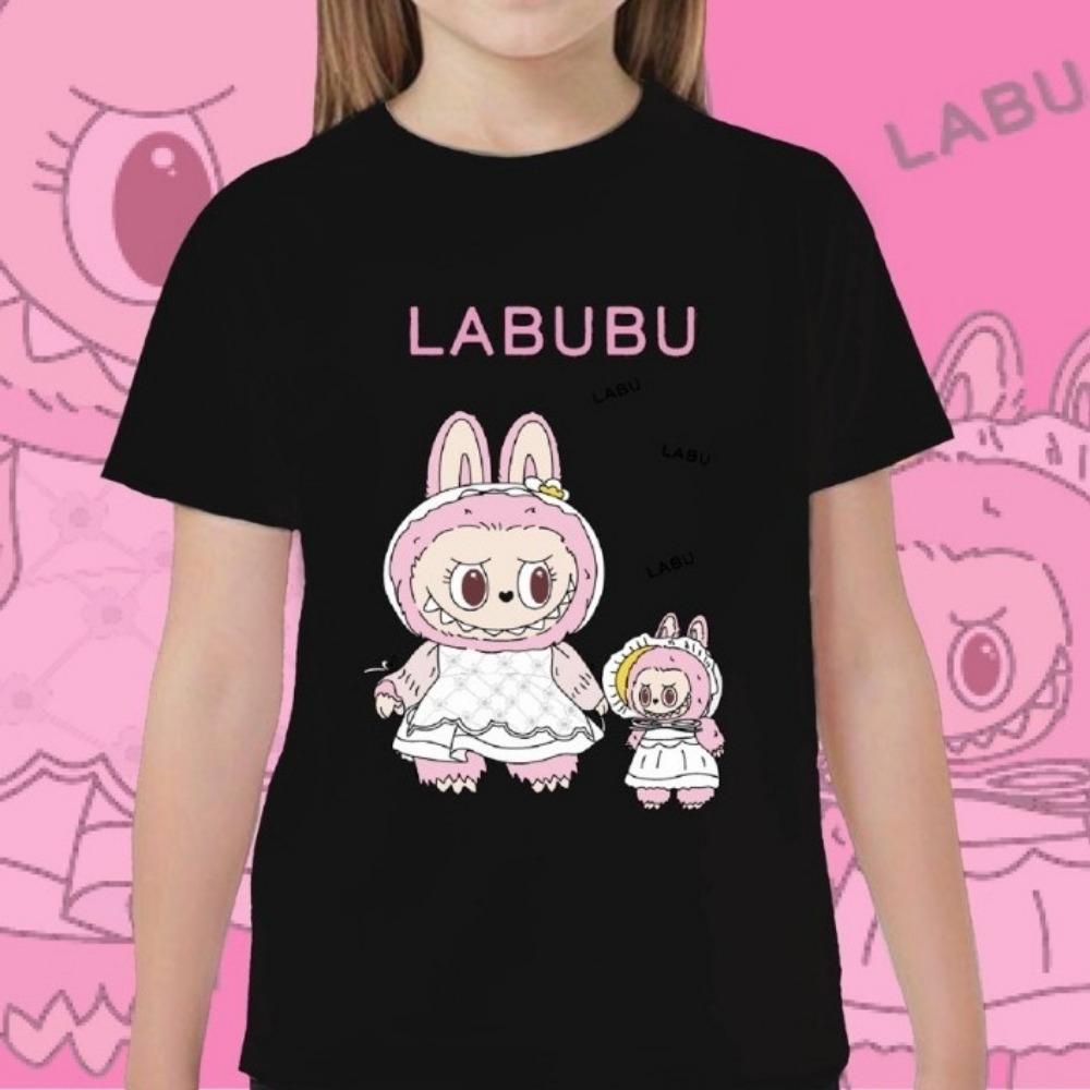 

New Labubu Momoko Cartoon Children s T-shirt for Boys and Girls Loose Short Sleeves 100