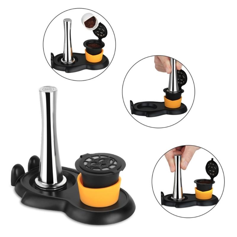 Coffee Tamper Stainless Steel Solid Capsuled Coffee Powder Hammer Machine for Coffee Tamper Caps with Brush Cleaner