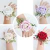6pcs White Pink Corsage and Boutonniere Set Artificial Rose Wristlet Suit Flower for Men Wedding Party Prom Decoration