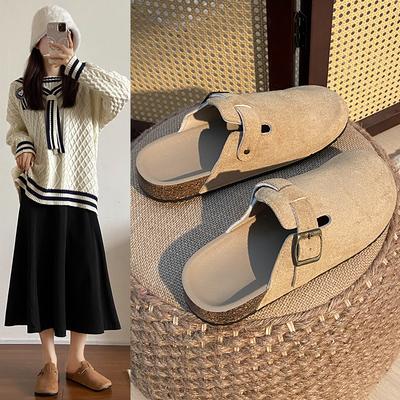 Ciabatte Estive da Donna Scarpe Pigre Ciabatte da Donna Primavera e Autunno Casa Piatti Antiscivolo da Esterno Tinta Unita Punta Chiusa Mezze Ciabatte