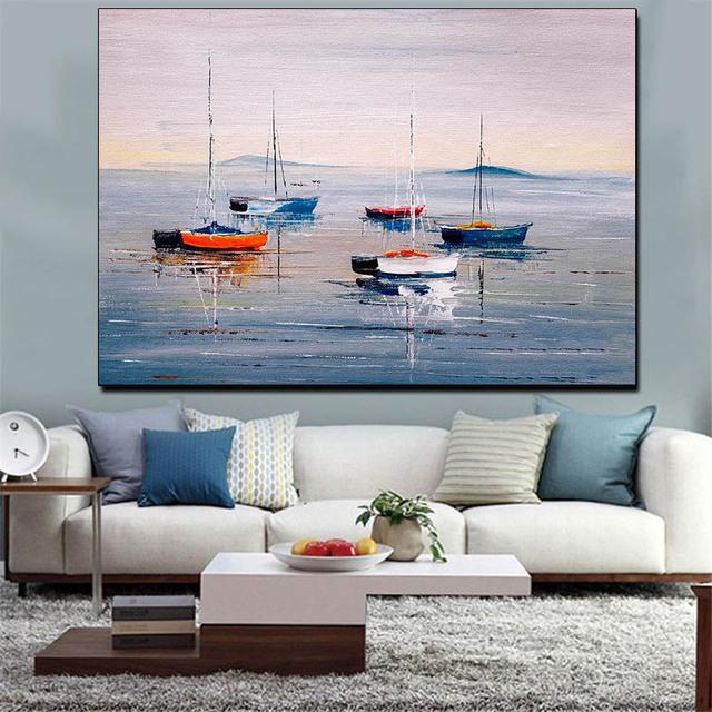 RELIABLI ART Leinwandgemälde, Segelboot, Ölbilder, Wandlandschaft, Poster und Drucke für Wohnzimmerdekoration, ohne Rahmen