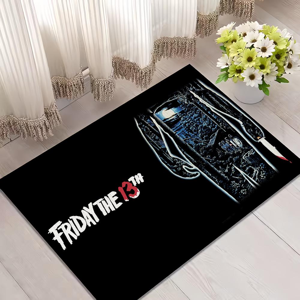 VIKAMA Friday The 13th Jason Horror Floor Mat Thriller Film Non-Slip Halloween Dark Wind Living Room Bedroom Home Decoration