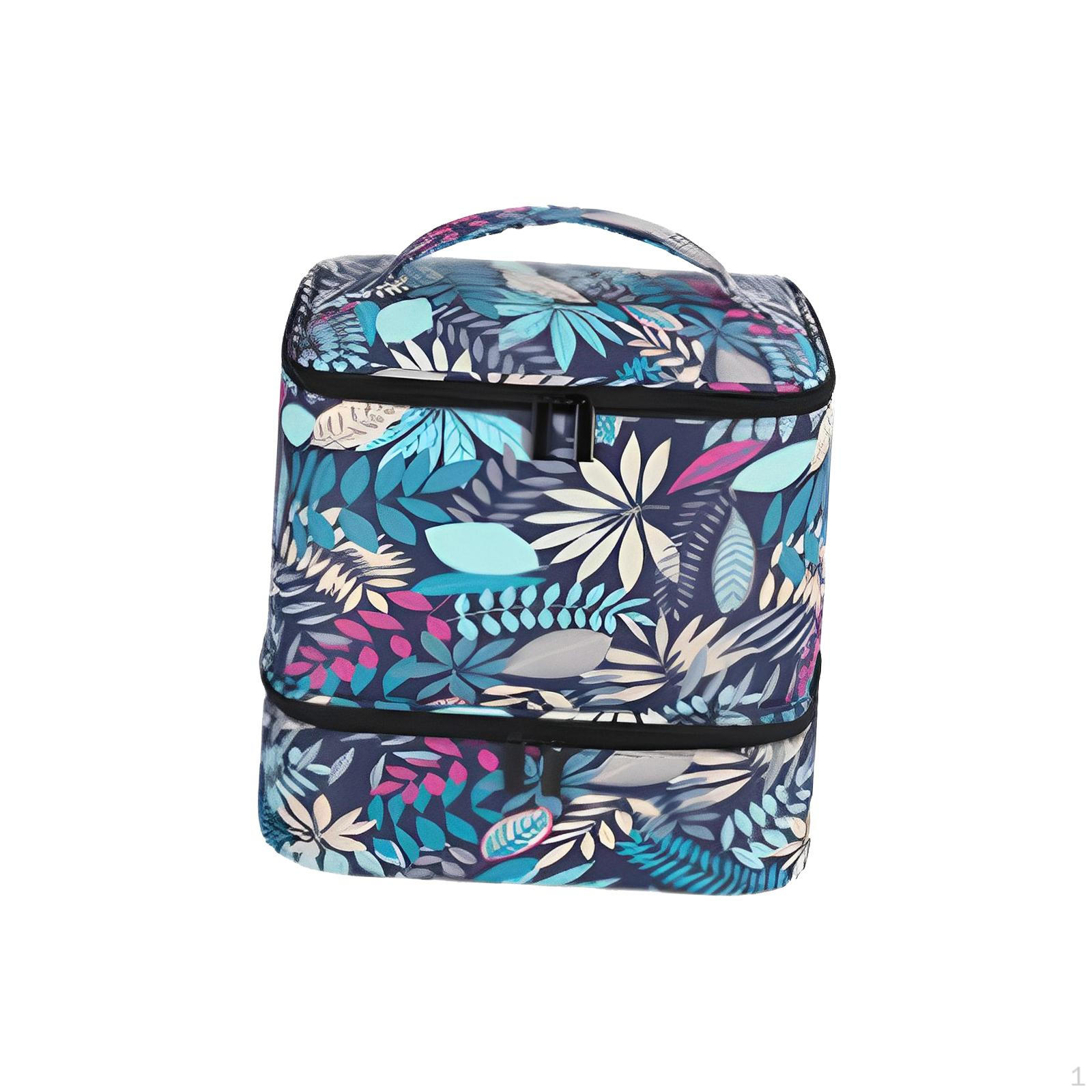 Nail Polish Storage Bag Pockets Double Layer Portable with Handle Travel Carrying Case