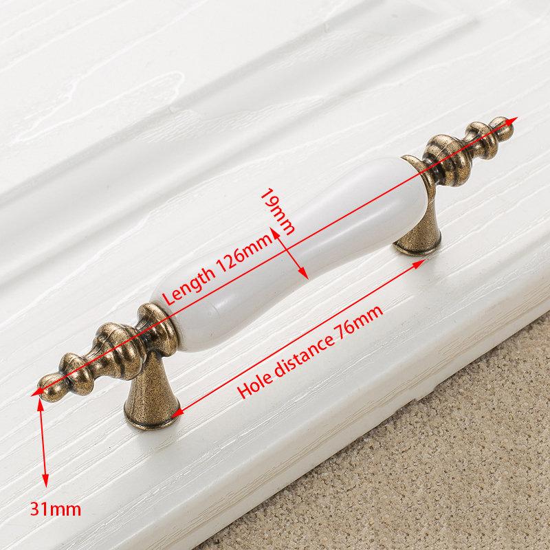 KAK Antique Bronze White Ceramic Cabinet Handles Zinc Alloy Drawer Knobs Wardrobe Door Handle Simple European Furniture Hardware