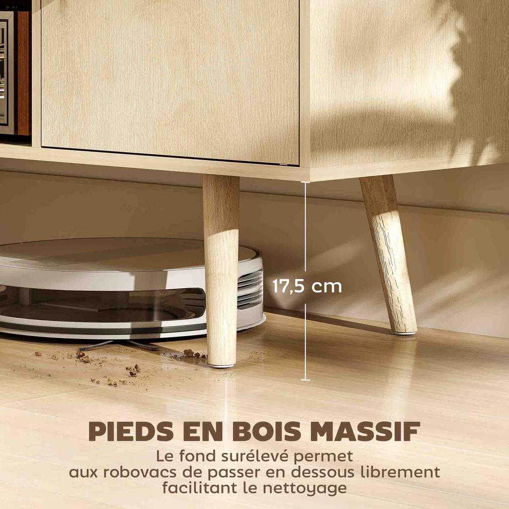 TV Stand TV Cabinet for Televisions up to 55 Inches 2 Cabinets and 2 Open Shelves 120x34x50cm Natural Wood Effect