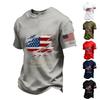 Men's Loose And Casual Flag-print T-shirt, Short Sleeve Shirt