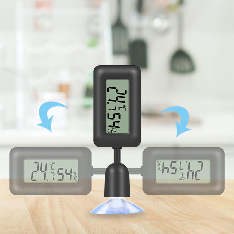 New! Mini Digital Reptile Thermometer 360 Degree Rotating Luminous Suction Cup Hygrometer For Lizards