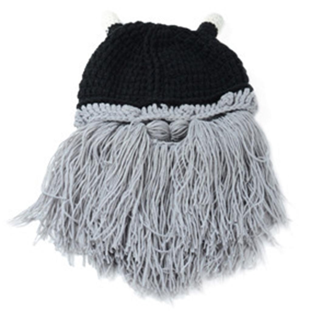 2 PCS Funny Knit Beard Mustache Beanie Hat Winter Fall for Parent-Child Cosplay