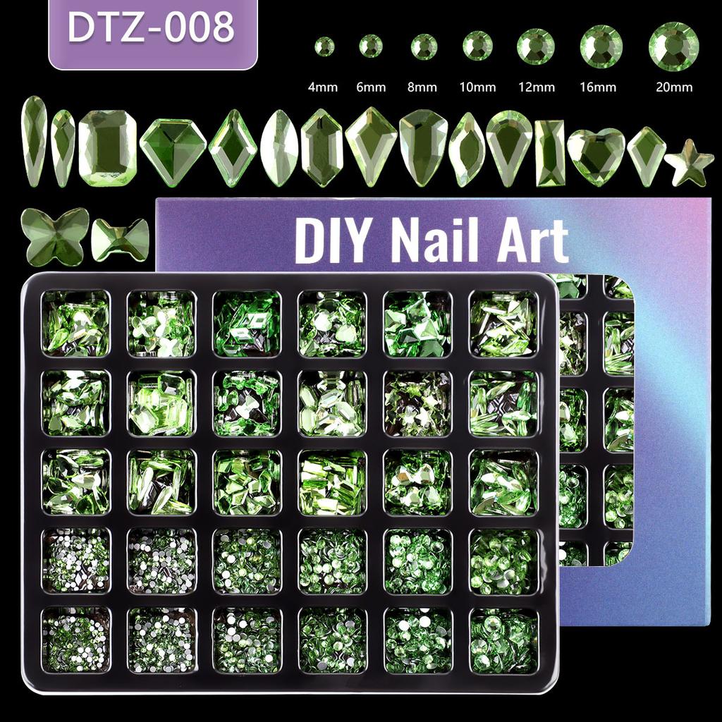 Nail Art 30 Grid Boxed Nail Art Flat Bottom Special-Shaped Diamond Transparent Ab Big Red Nail Rhinestone Nail Art Jewelry