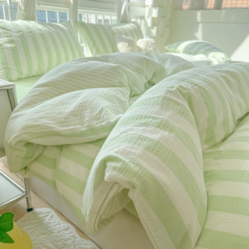 Soft Ins Stripe Bedding Set 3/4pcs Duvet Cover Pillowcase Sheet Set Girly Fresh Style Couple Bed Comforter Colchas Para La Cama