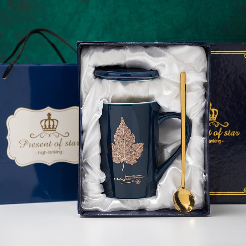 Ceramic Coffee & Tea Set with Lid, Spoon, Infuser, and Strainer - Gift Box Included