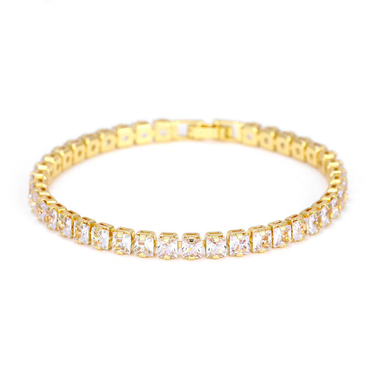 

European & American Hip-hop Style Full Diamond Tennis Bracelet 17cm