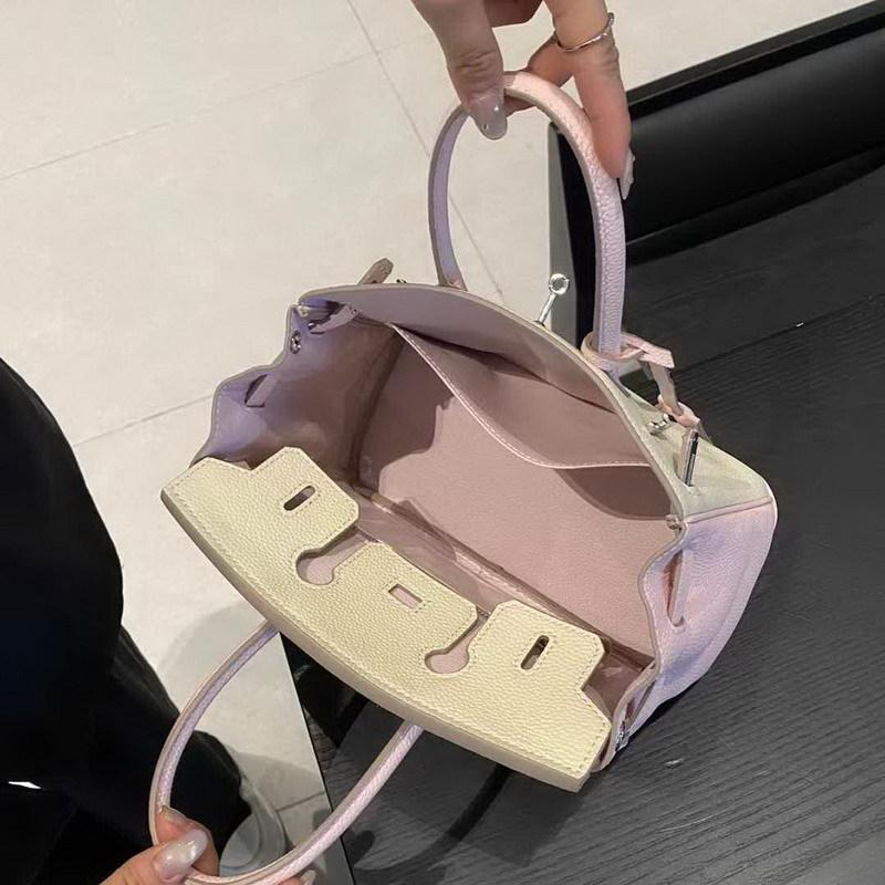 Damentasche aus echtem Leder, farblich passende Tasche aus Togo-Leder mit Top-Grain-Rindsleder, europäische und amerikanische Handtasche für Damen