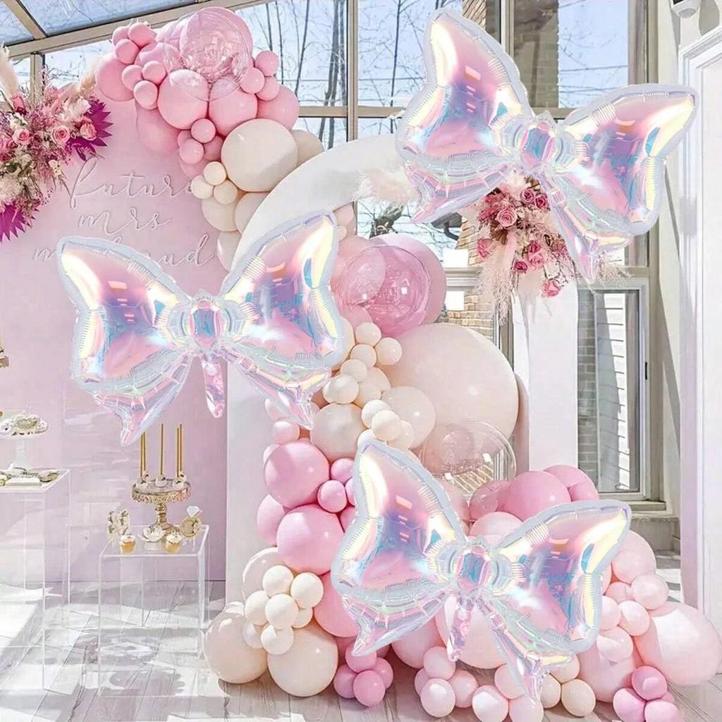 2 Pack Rainbow Transparent Bow Balloons Wedding Gender Reveal Baby Shower Birthday Party Valentine's Day